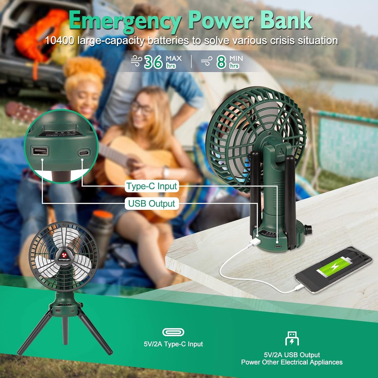 Portable Camping Fan with Light